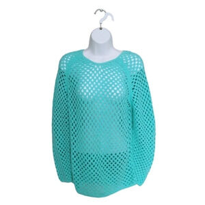 Turquoise Knitted  Tunic/Sweater/Pullover/Beach Cover Up M